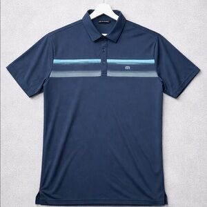 Travis Mathew Blue Stripe Polo Shirt – XXL